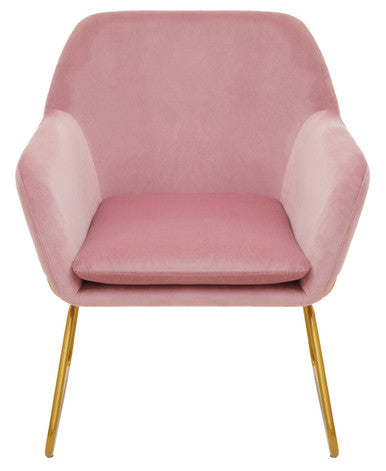 Xander Pink Velvet And Powder Gold Frame Armchair