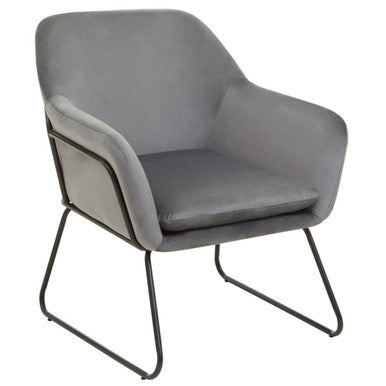 Xander Grey Velvet And Black Frame Armchair