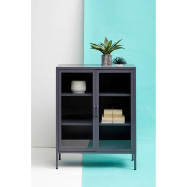 Acier Two Door Grey Metal Cabinet
