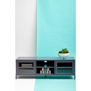 Acier Two Door Grey Metal Media Unit