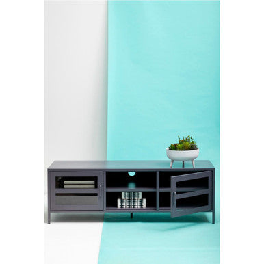 Acier Two Door Grey Metal Media Unit