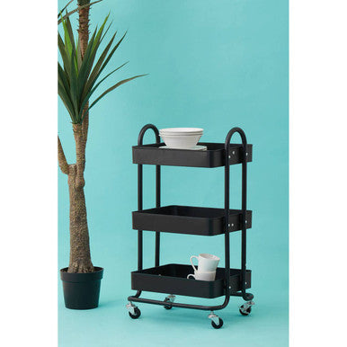 Acero Three Tier Black Metal Trolley