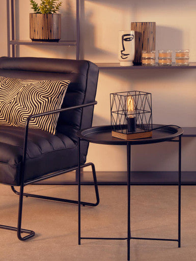 Acero Black Metal Round Side Table