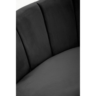 Hasna Three Seat Black Velvet Sofa