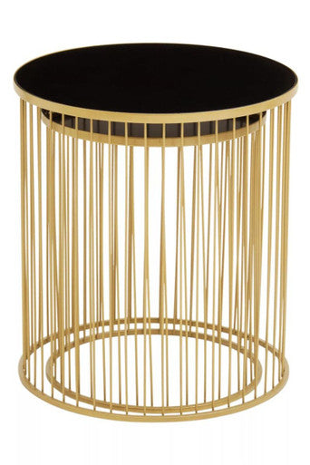 Avento Set Of Two Black And Gold Side Tables
