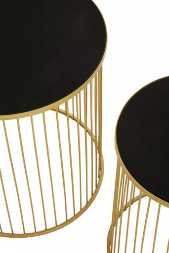 Avento Set Of Two Black And Gold Side Tables