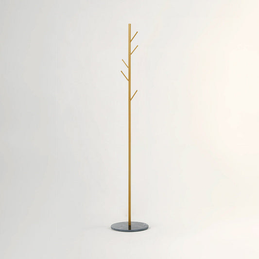 Avento Black Marble Base Gold Coat Stand | Heavy Duty & Free standing