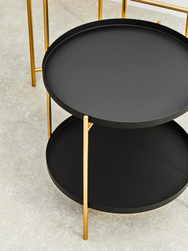 Trosa Two Tier Black And Gold Side Table