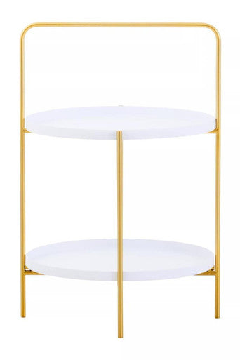 Trosa Two Tier White And Gold Side Table