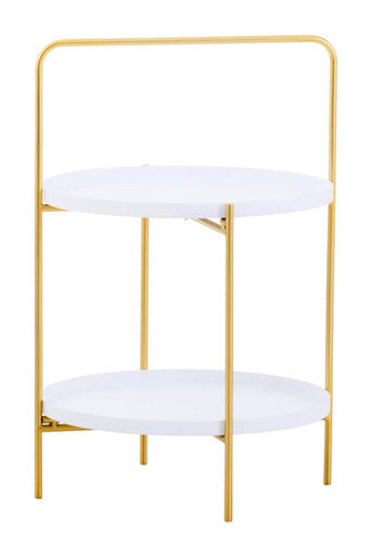 Trosa Two Tier White And Gold Side Table
