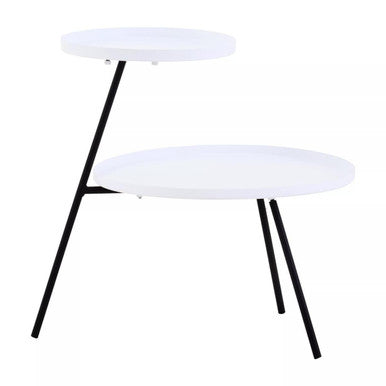 Trosa Two Tier White and Black Side Table