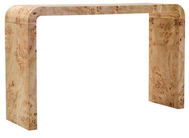 Mota Burl Wood Design Curved Console Table