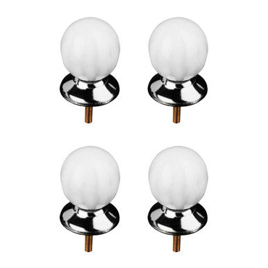 Set Of 4 Retro Style White Ceramic Drawer Knobs