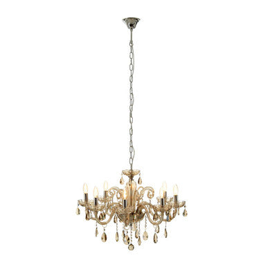 Murano 8 Bulb Chrome And Cognac Glass Chandelier