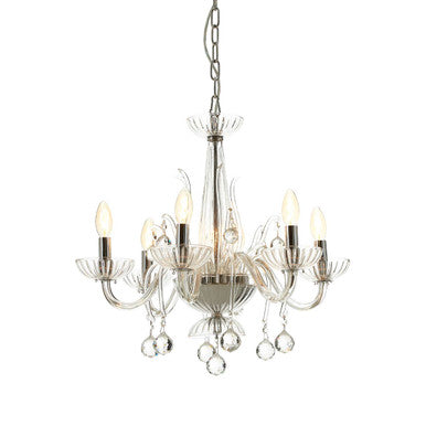 Murano 6 Bulb Clear Crystal Chandelier