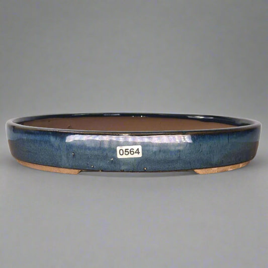 26cm Glazed Bonsai Pot | Oval | 26cm x 19cm x 4cm | Blue