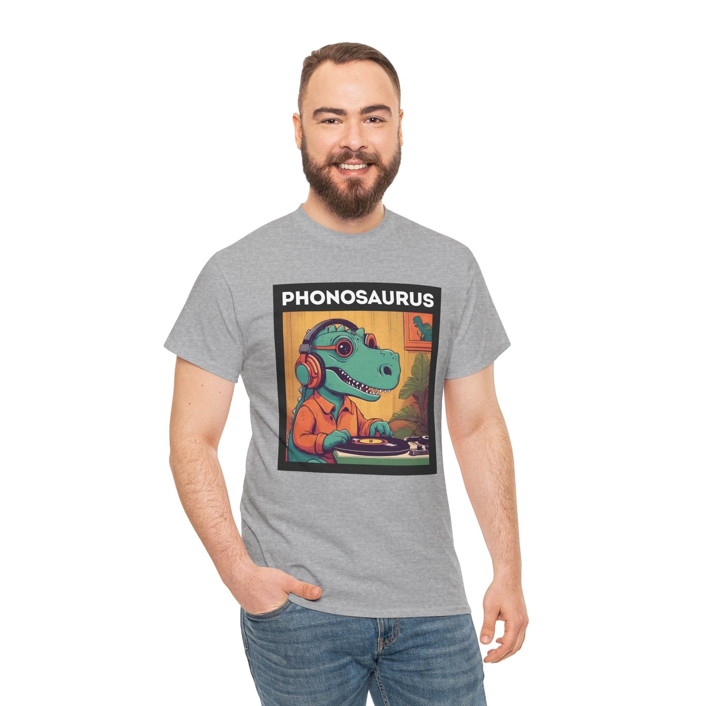 'Phonosaurus' Men's Vinyl T-Shirt