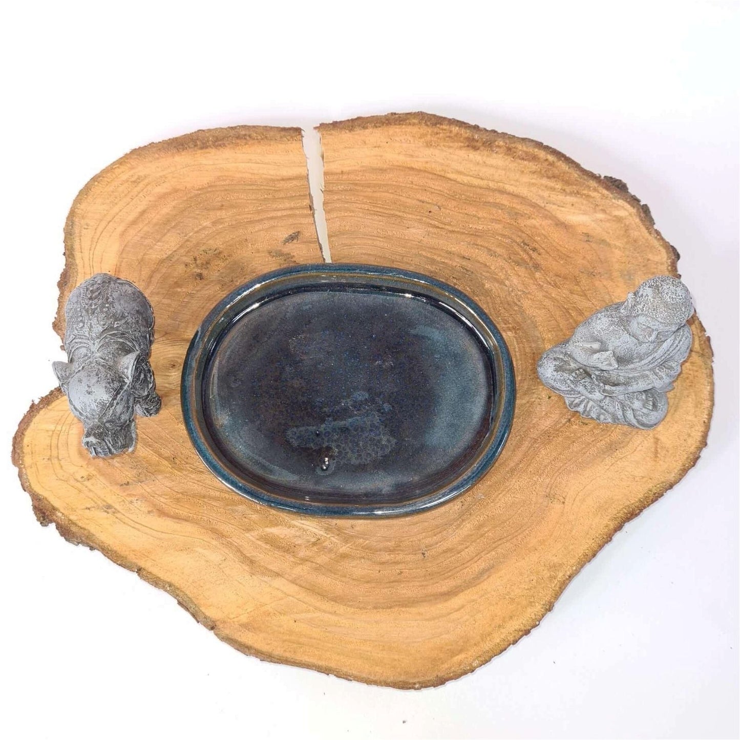 31cm Glazed Drip Tray | Oval | Blue