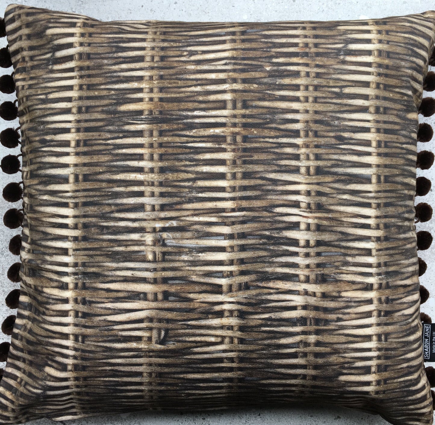 Willow Print Cushion + Velvet Pom Poms