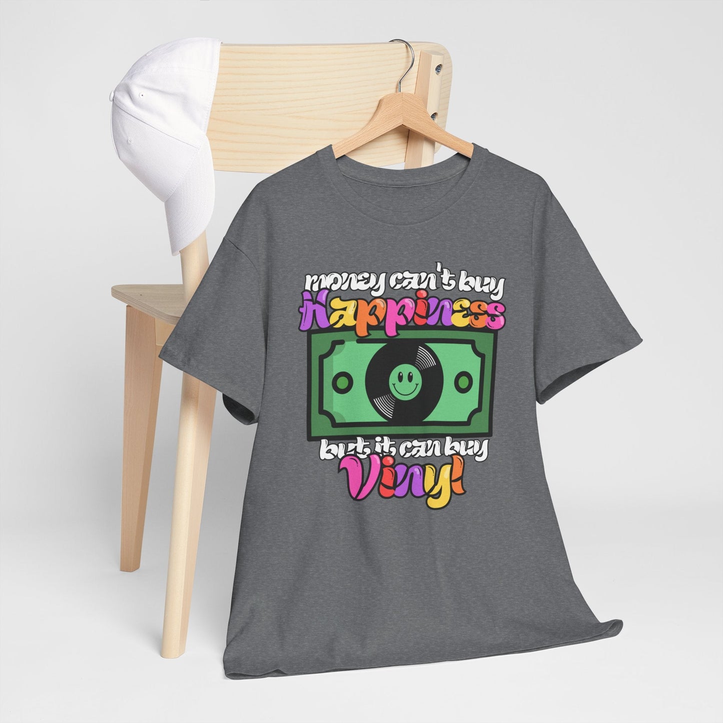 'Money can't buy happiness' Men's Vinyl T-Shirt