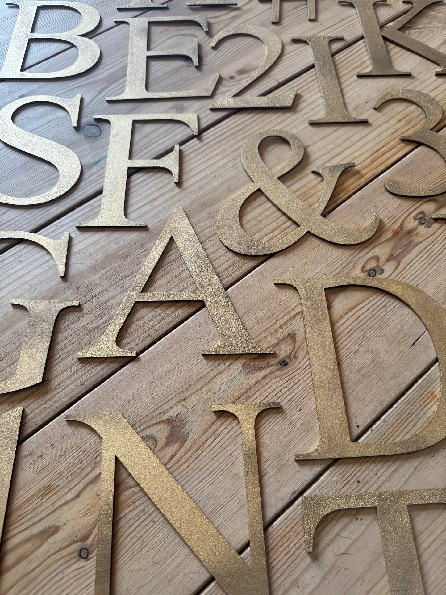 Distressed Gold 5" or 12" Classic Metal Letters, A-Z, 0-9