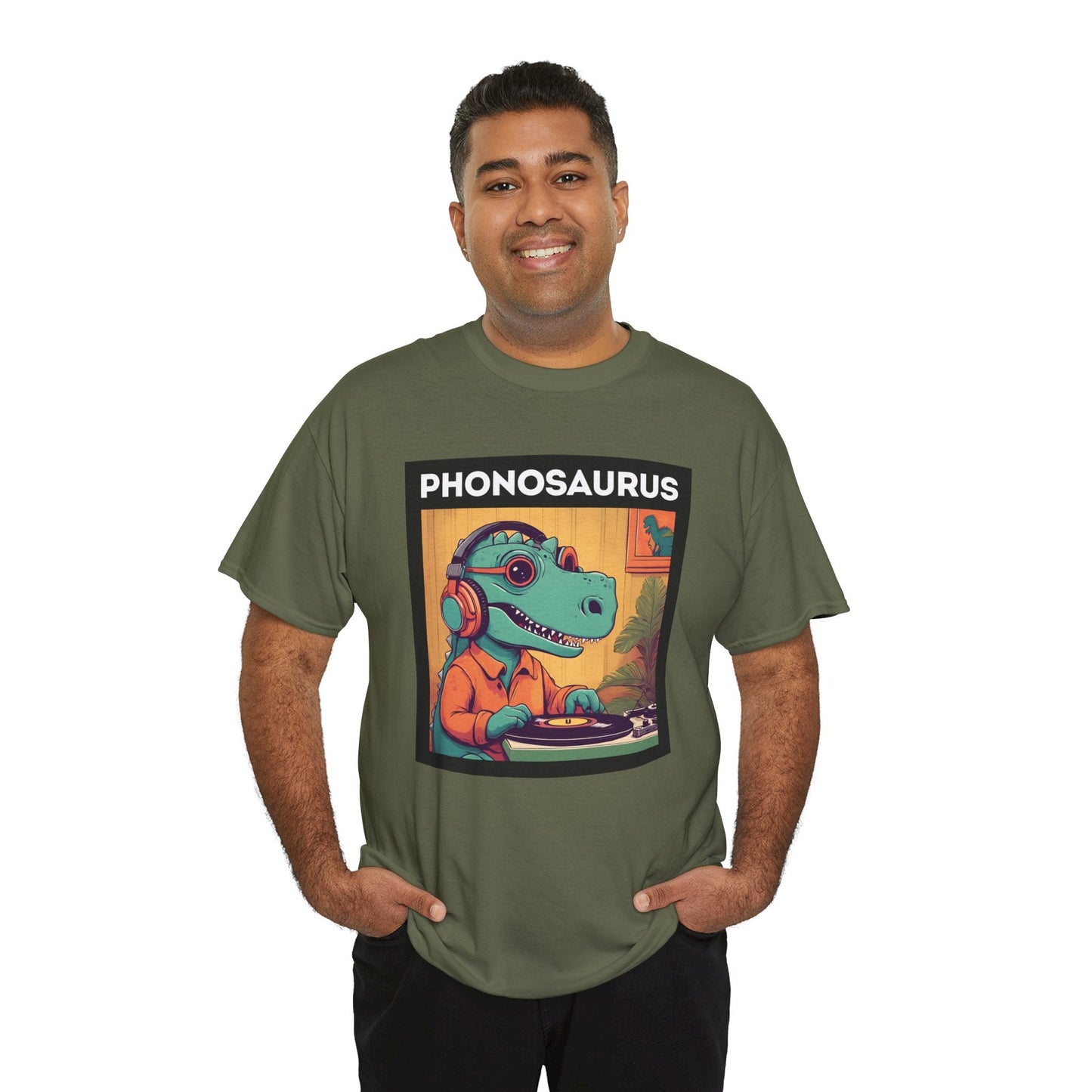 'Phonosaurus' Men's Vinyl T-Shirt