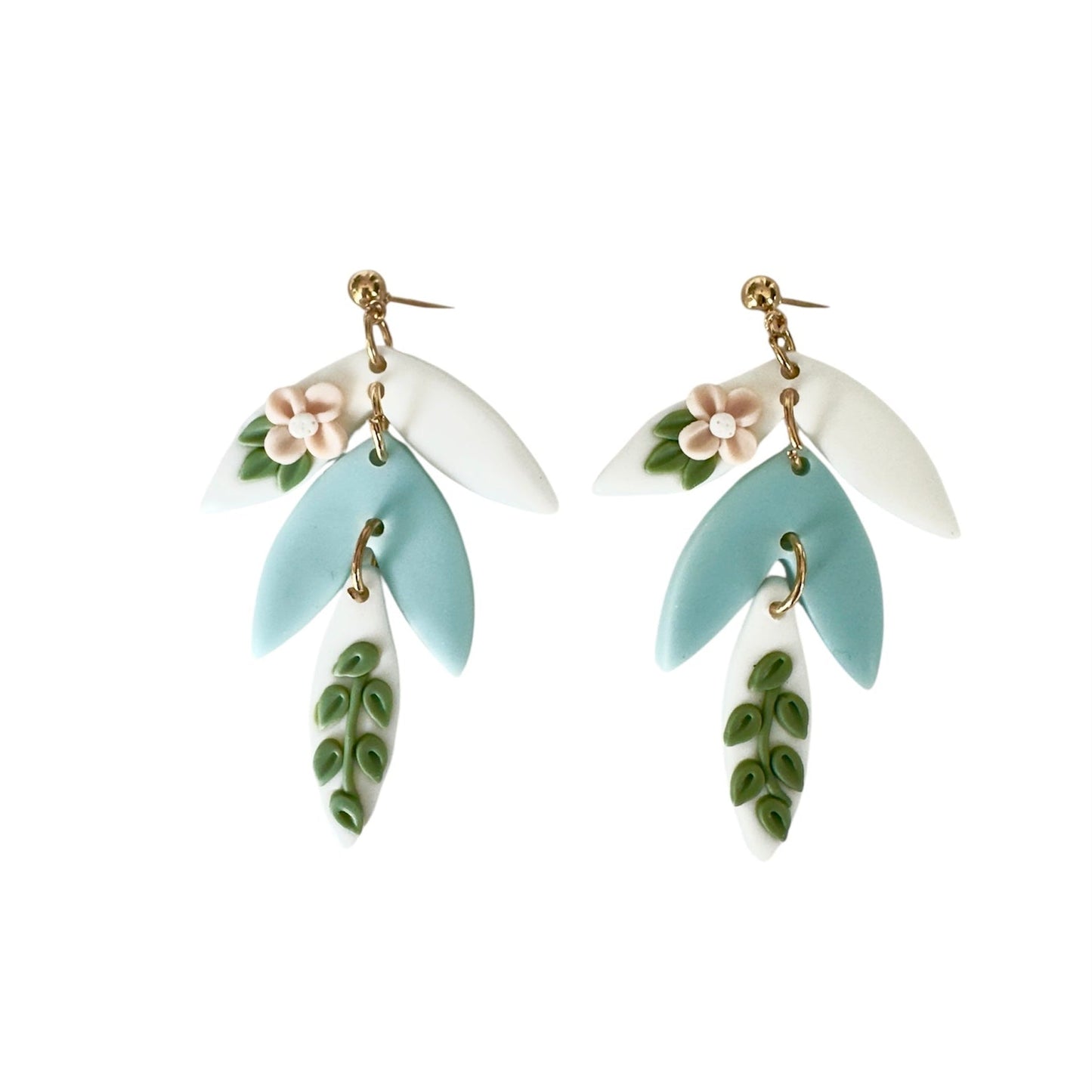 Iris Sky Floral Botanical Statement Drop Earrings