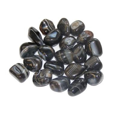 Agate Polished Tumblestone - Black Banded Healing Crystals