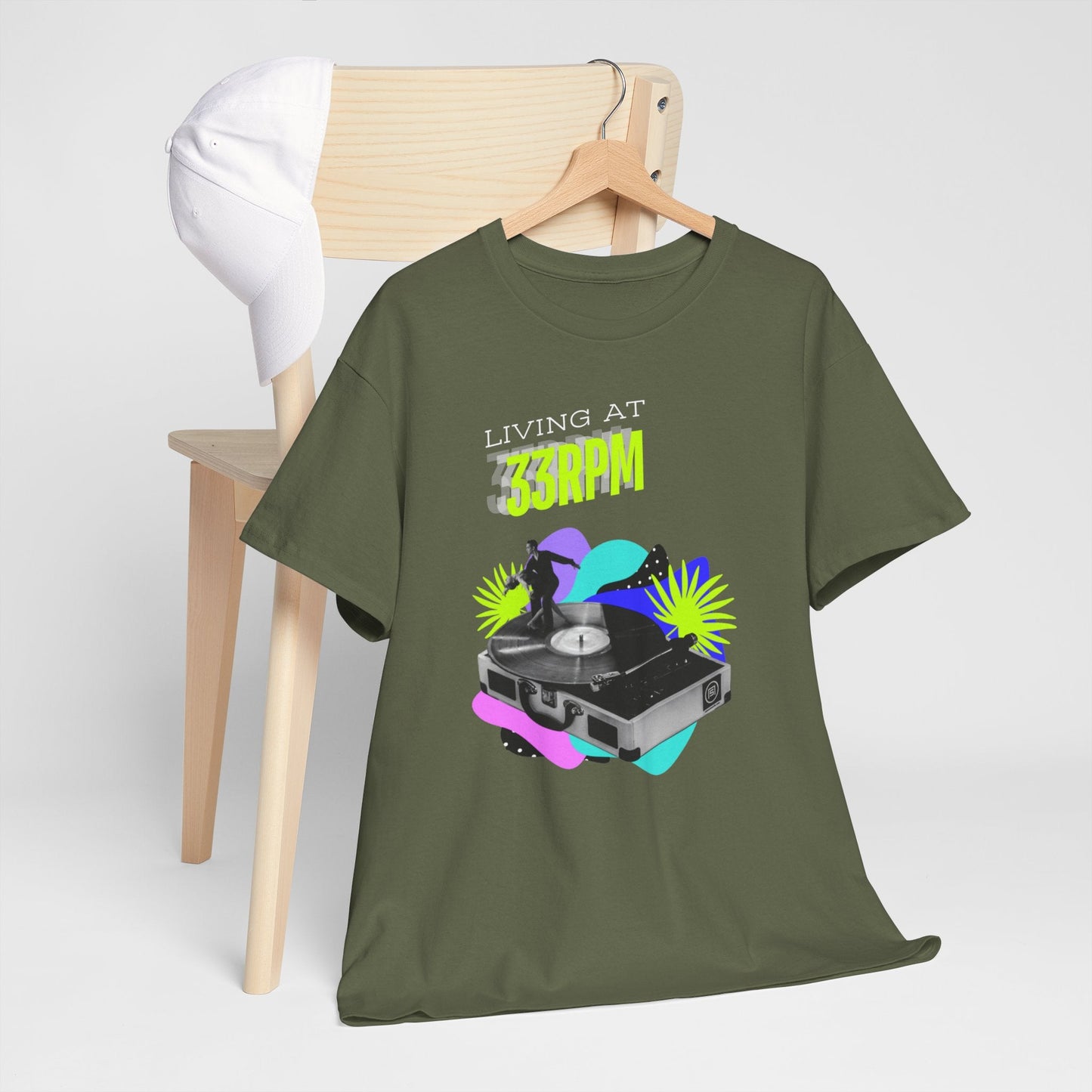'Living at 33rpm' Flouro Men's T-Shirt