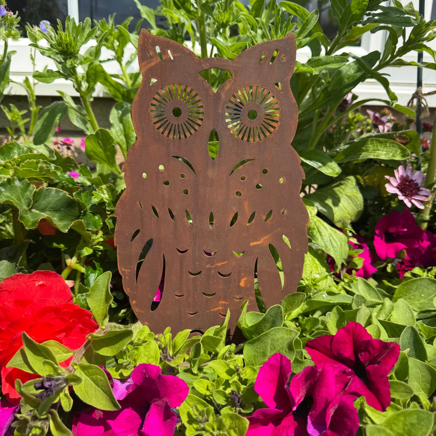 Rusty Metal Standing Owl Garden Ornament
