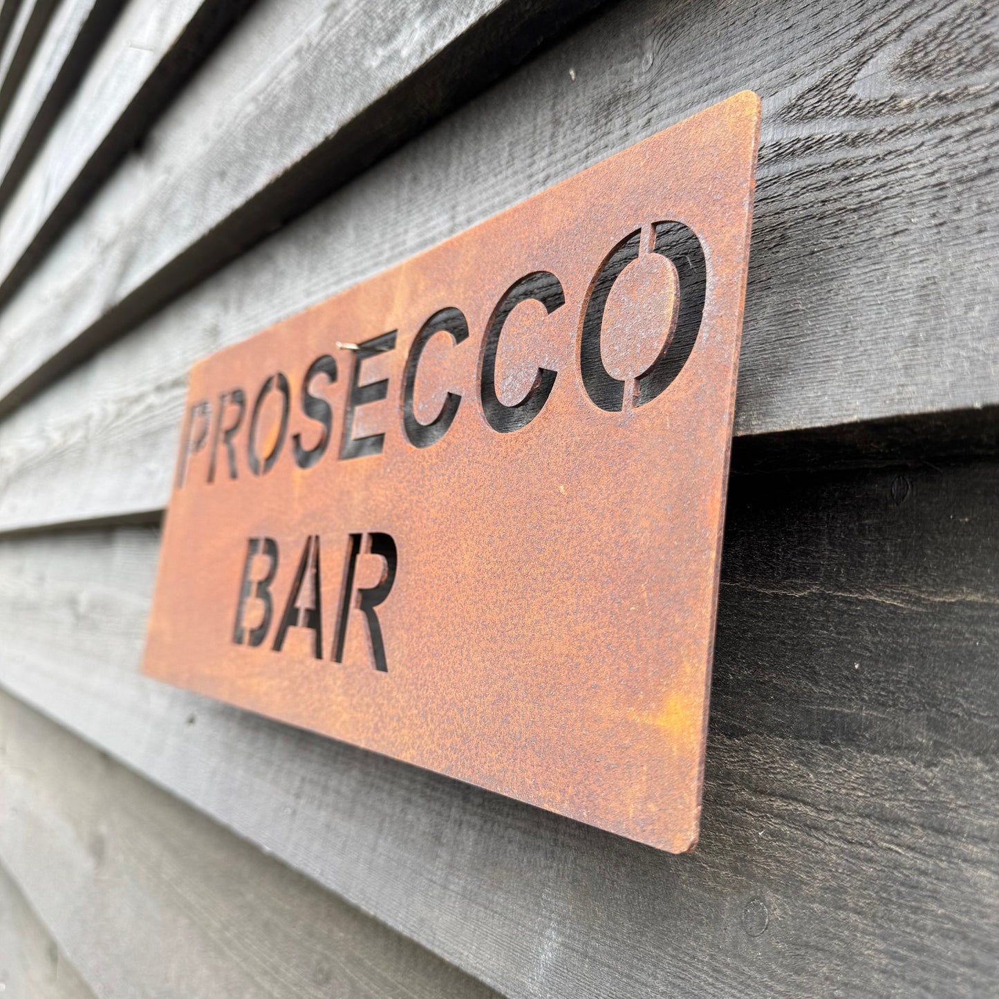 Rustic Metal Prosecco Bar Sign