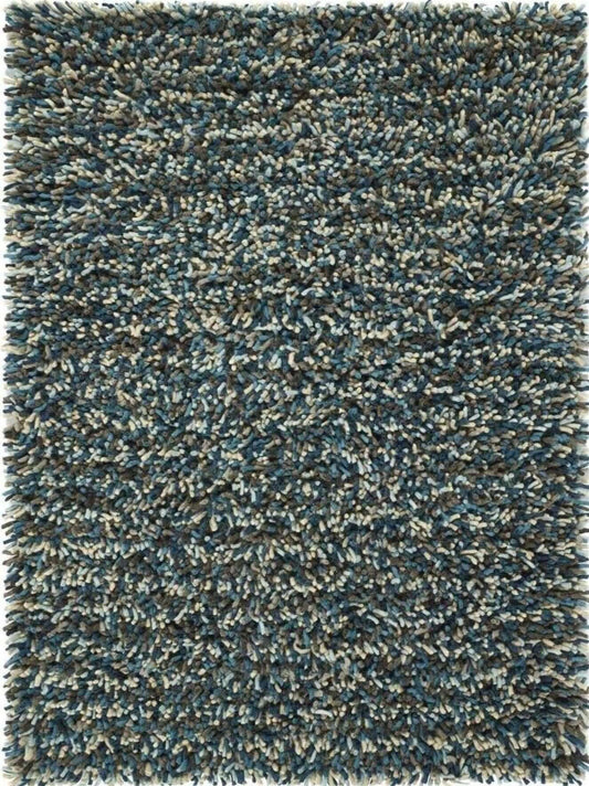 Rocks Blue Shaggy Pile Wool Rug