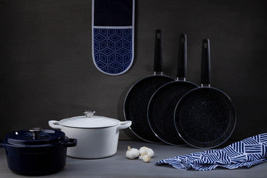 Modern Retro White Blue Double Oven Glov