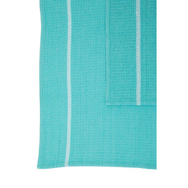 Doro Set Of Three Waffle Green And White Tea Towels