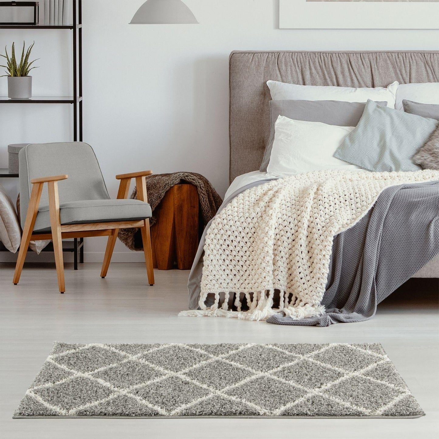 Moroccan Grey Shaggy Rug | 510