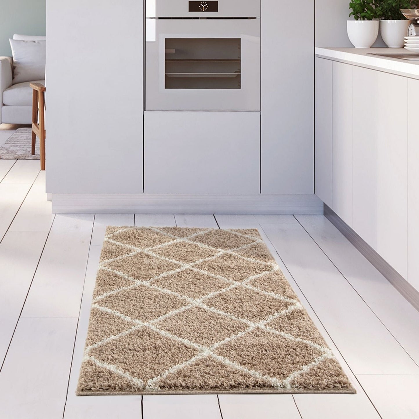 Moroccan Beige Shaggy Rug | 520