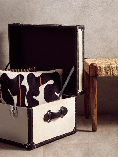 Kensington Townhouse Black And White Genuine Cowhide Storage Trunk