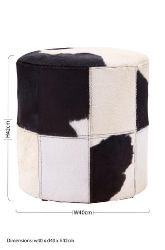 Kensington Townhouse Black And White Cowhide Stool