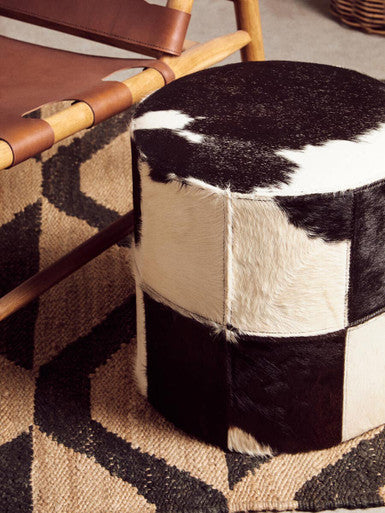 Kensington Townhouse Black And White Cowhide Stool