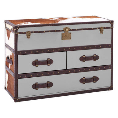 Kensington Townhouse Brown And White Cowhide Cabinet