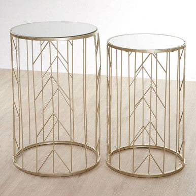 Avantis Set of 2 Arrow Design Champagne Side Tables
