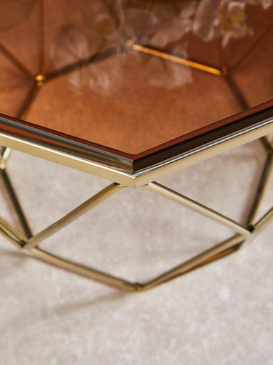 Allure End Table With Brushed Bronze Base