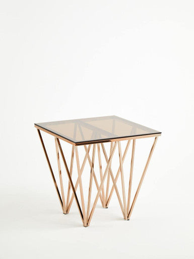Allure Rose Gold Prismatic Legs End Table