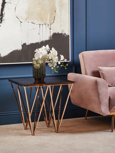 Allure Rose Gold Prismatic Legs End Table
