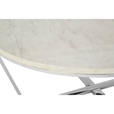 Allure Round White Faux Marble Coffee Table