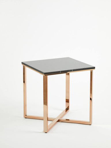 Allure Square Black Faux Marble End Table