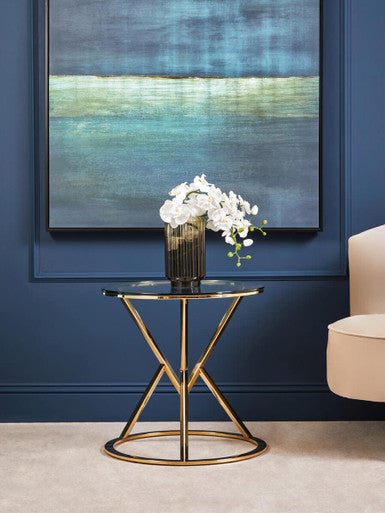 Allure Corseted Round Champagne End Table