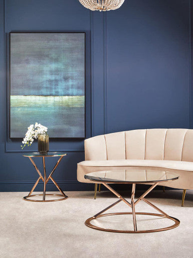 Allure Corseted Round Rose Gold End Table