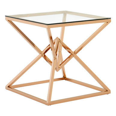 Allure Corseted Square Rose Gold End Table