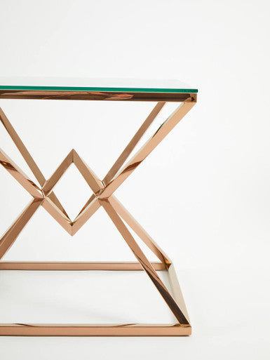 Allure Corseted Square Rose Gold End Table